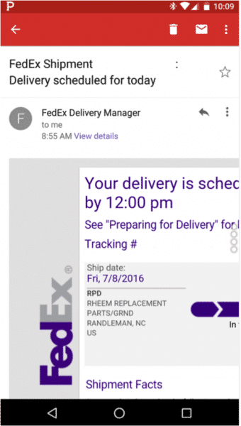FedEx shipment mail on mobile not optimized