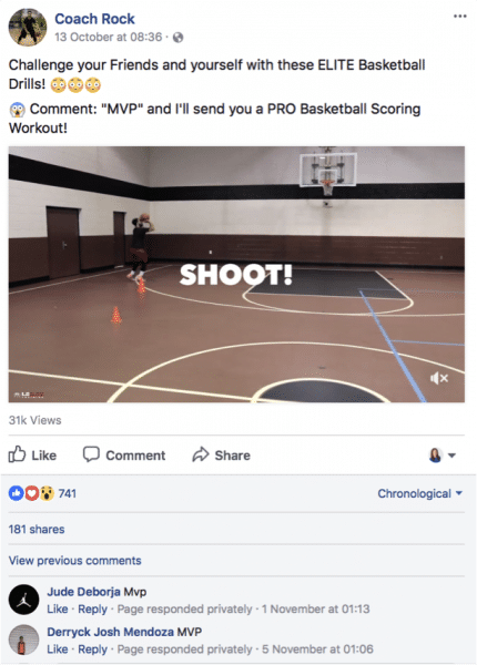 Coach Rock using comment to message feature