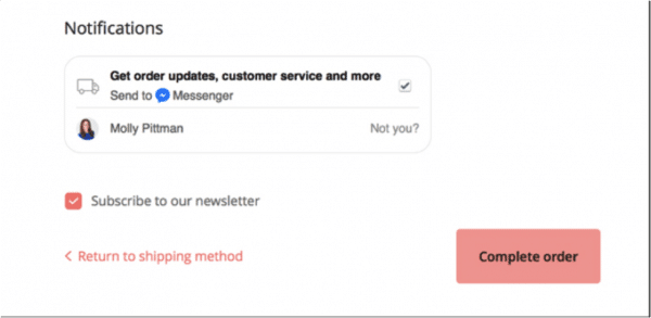 manychat messenger marketing order updates example